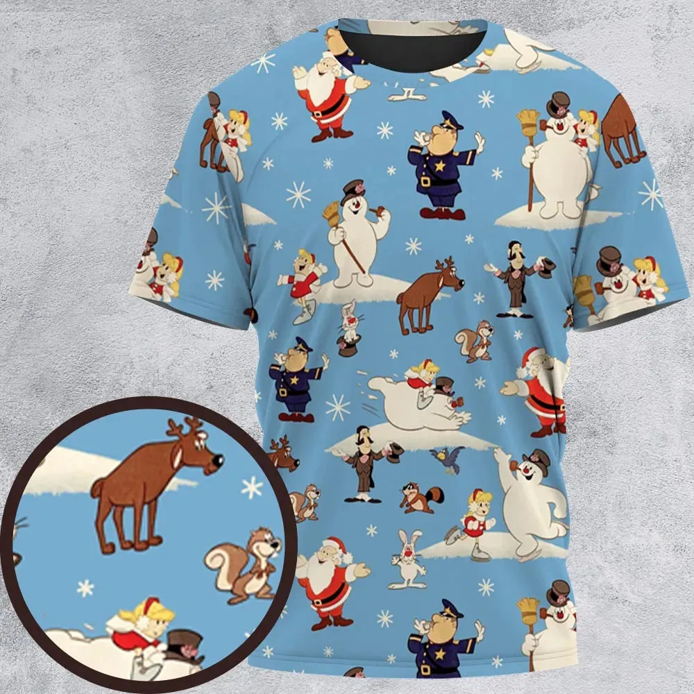 Frosty the Snowman Christmas Characters All-Over Print Unisex T-Shirt - 2