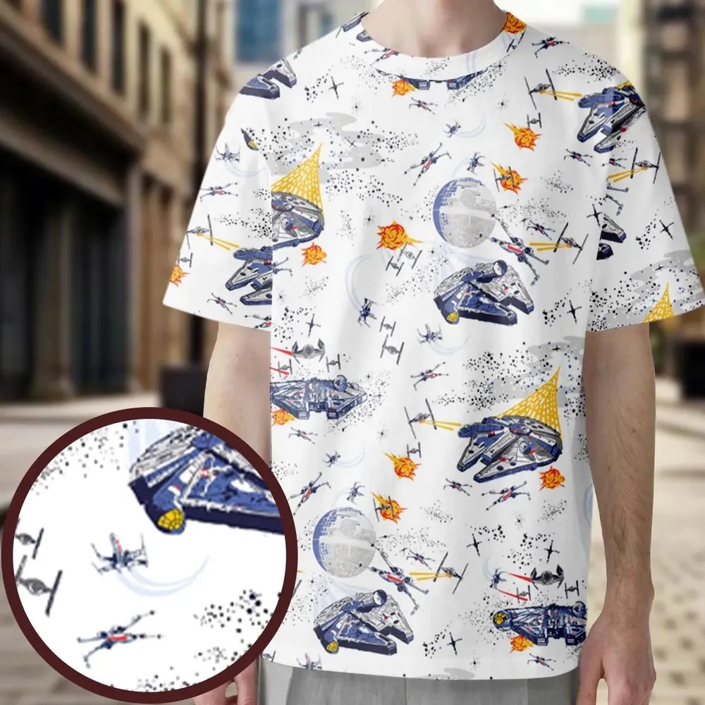 Millennium Falcon Patterns Star Wars All-Over Print Unisex T-Shirt - 4