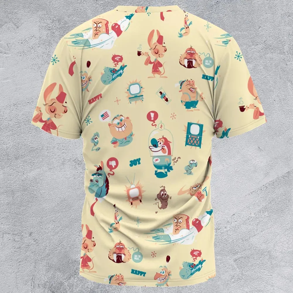 Ren and Stimpy Pattern All-Over Print Unisex T-Shirt - 3