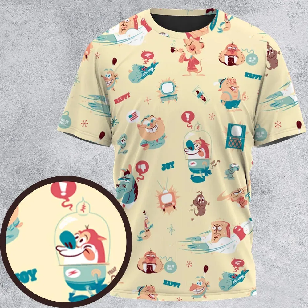 Ren and Stimpy Pattern All-Over Print Unisex T-Shirt - 2