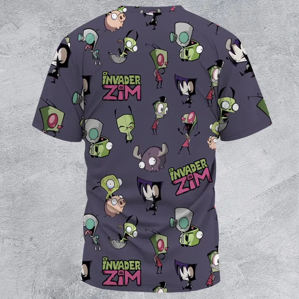 Invader Zim Pattern All-Over Print Unisex T-Shirt - 3