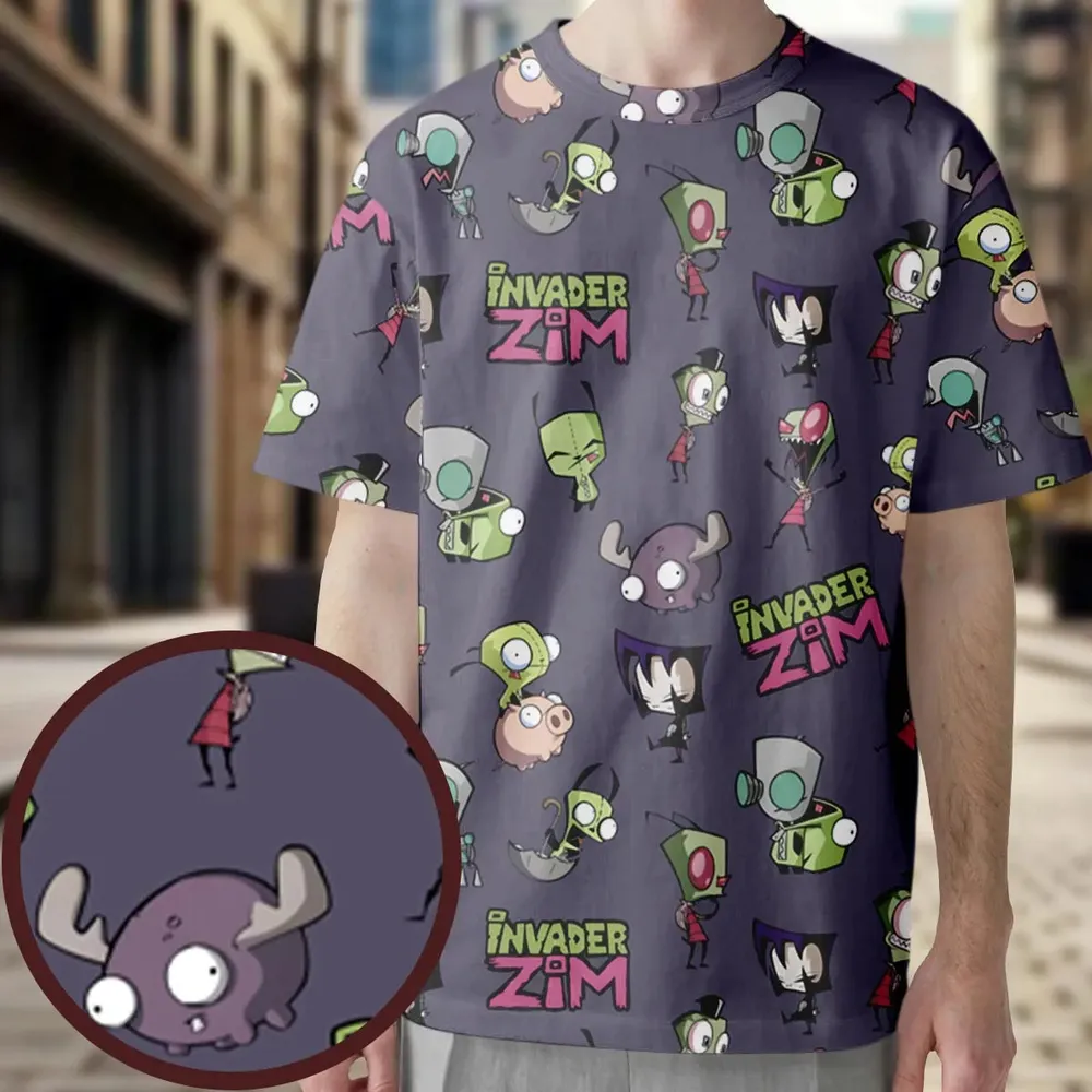 Invader Zim Pattern All-Over Print Unisex T-Shirt - 4