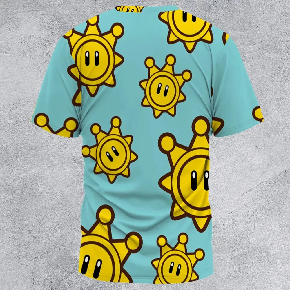 Shine Sprite Super Mario Button Up All-Over Print Unisex T-Shirt - 2