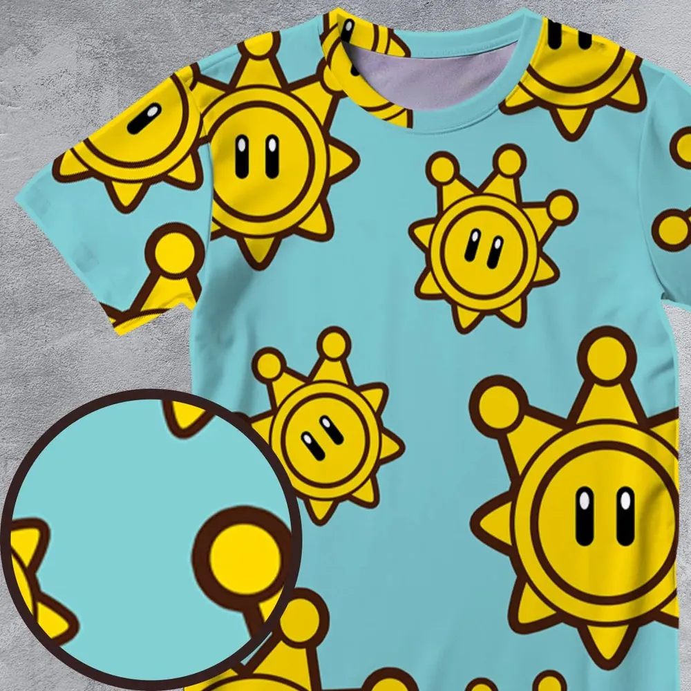 Shine Sprite Super Mario Button Up All-Over Print Unisex T-Shirt - 4