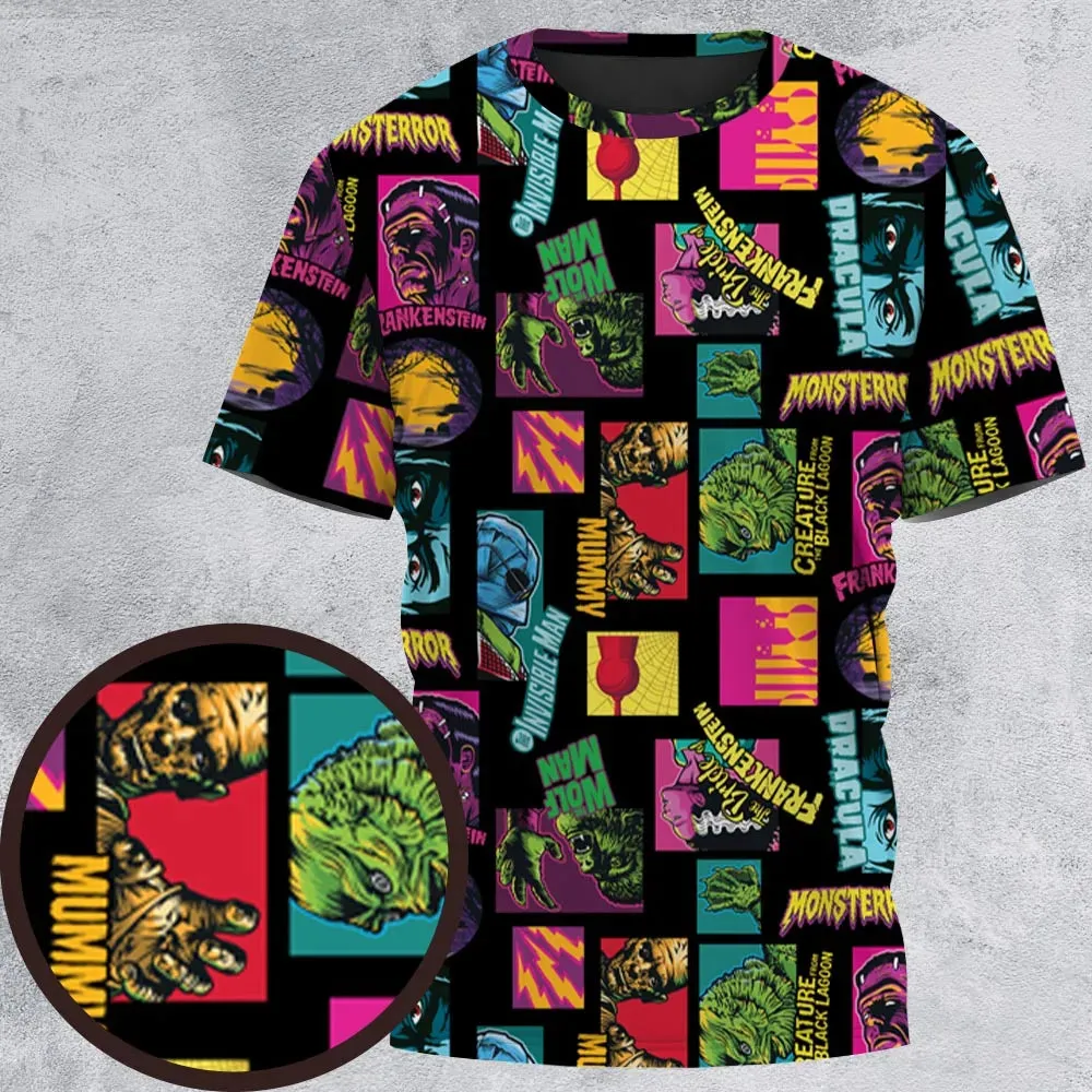 Monster Pop Movies Halloween All-Over Print Unisex T-Shirt - 2