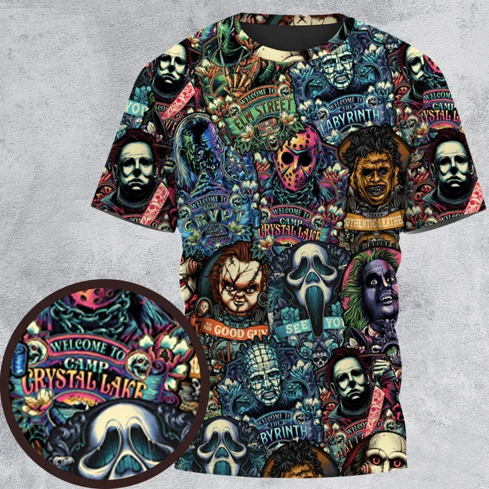 Horror Movie Characters Pattern All-Over Print Unisex T-Shirt - 2