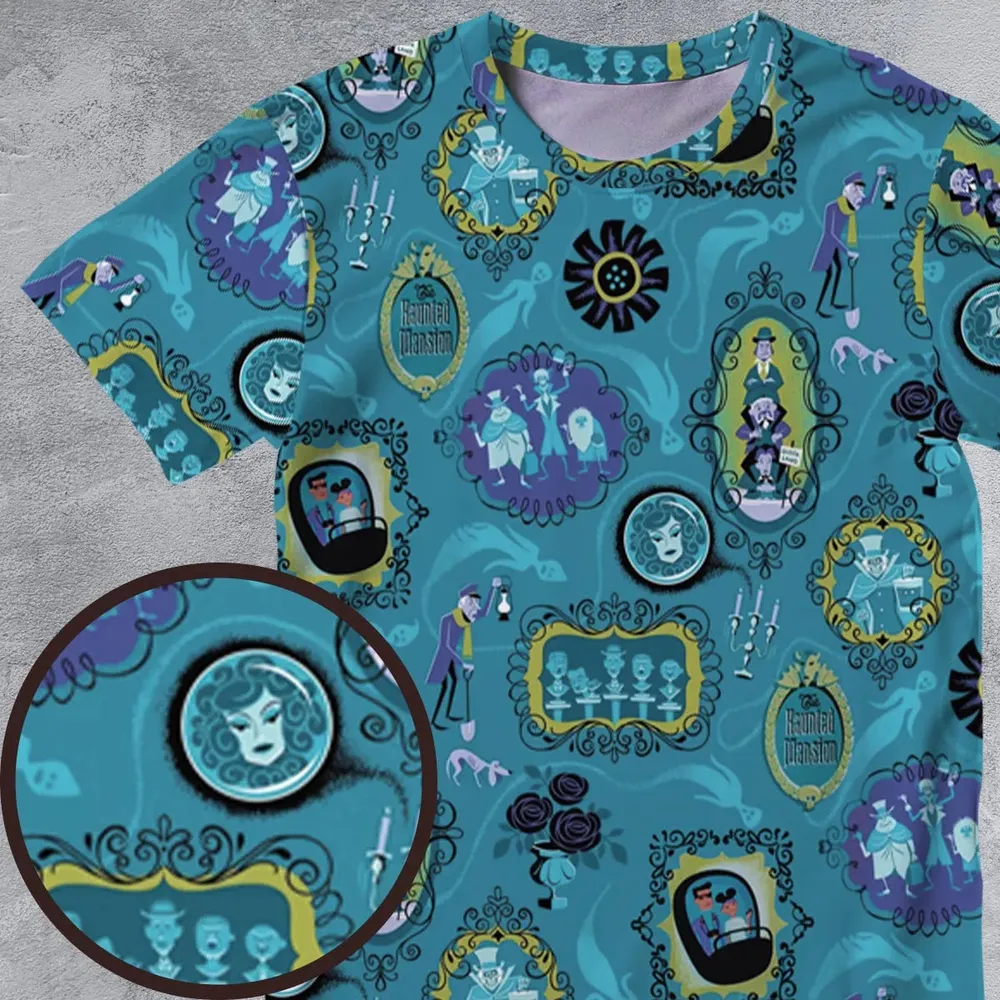 Haunted Mansion Pattern All-Over Print Unisex T-Shirt - 4
