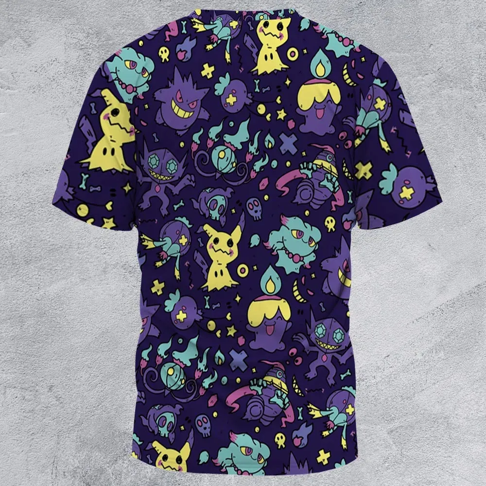 Gengar Ghost Pokemon Pattern All-Over Print Unisex T-Shirt - 2