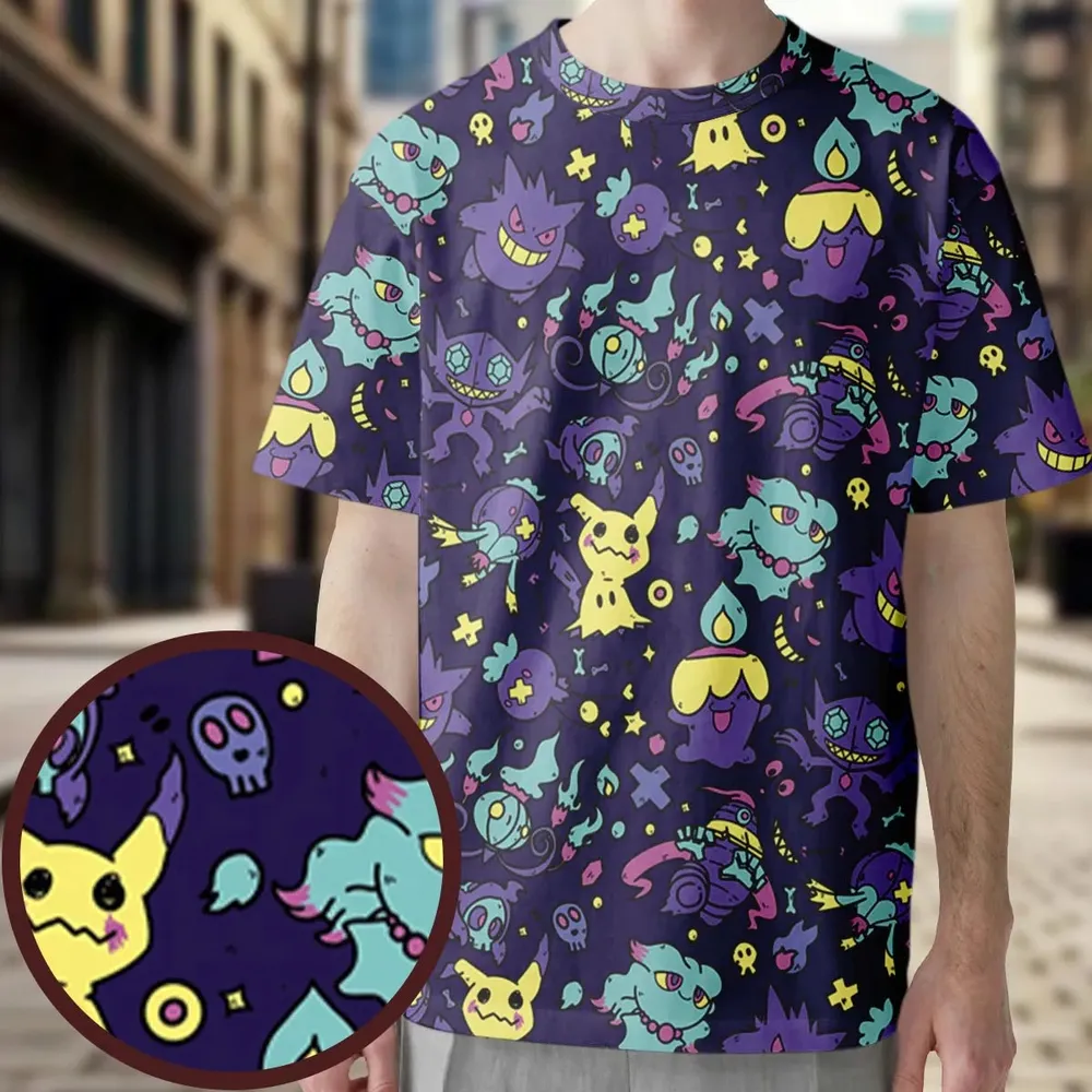 Gengar Ghost Pokemon Pattern All-Over Print Unisex T-Shirt - 3