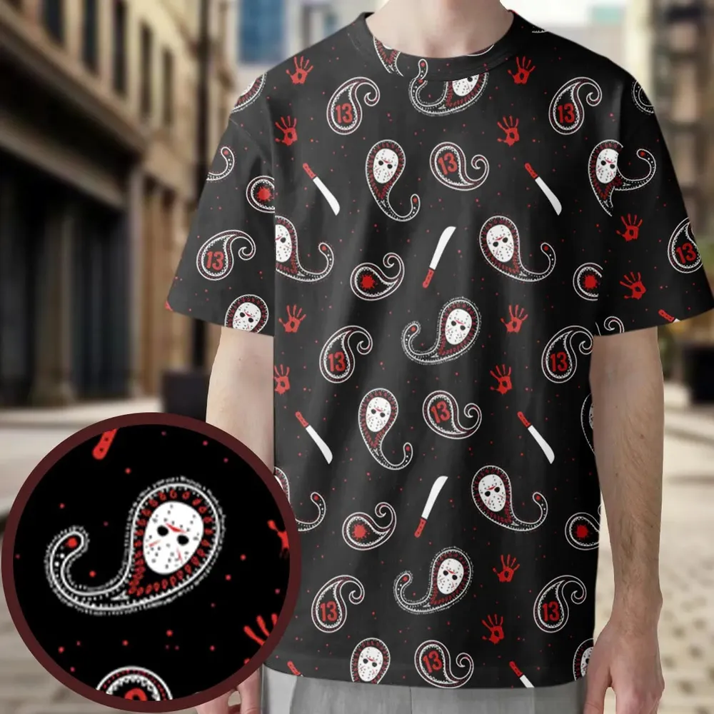 Jason Voorhees Friday The 13th Pattern All-Over Print Unisex T-Shirt - 4