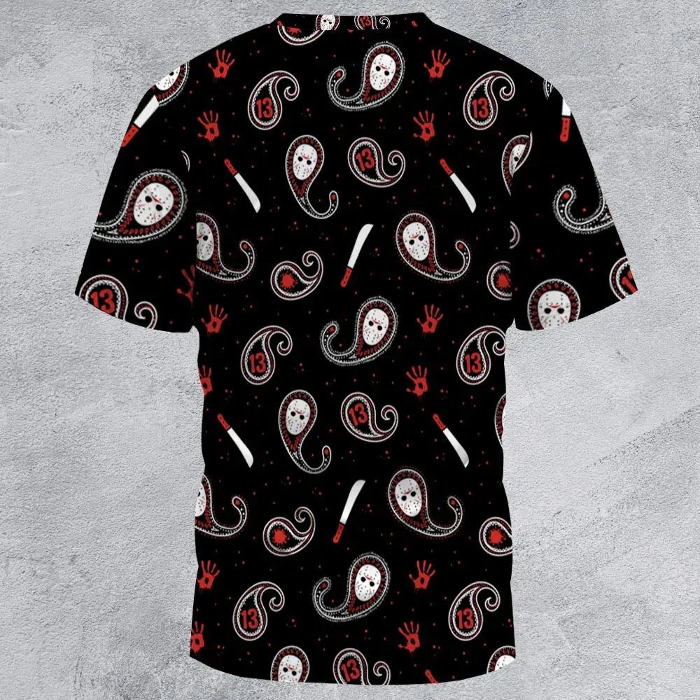 Jason Voorhees Friday The 13th Pattern All-Over Print Unisex T-Shirt - 3
