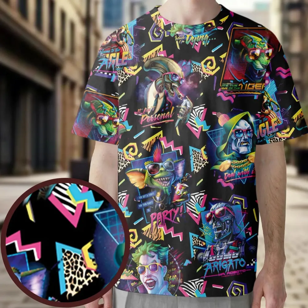 Retro Horror Characters Halloween All-Over Print Unisex T-Shirt - 3