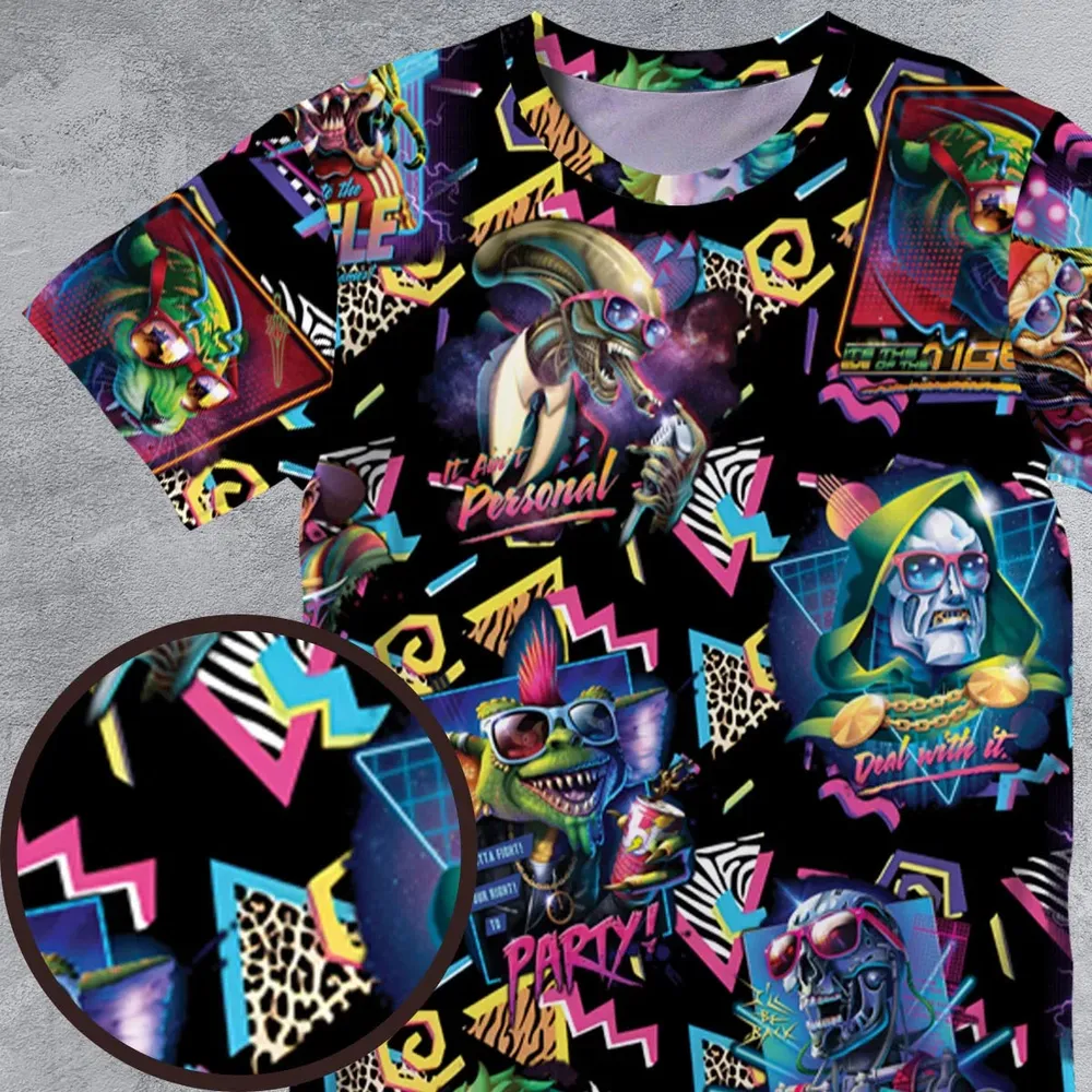 Retro Horror Characters Halloween All-Over Print Unisex T-Shirt - 4