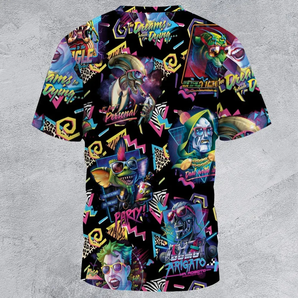 Retro Horror Characters Halloween All-Over Print Unisex T-Shirt - 2