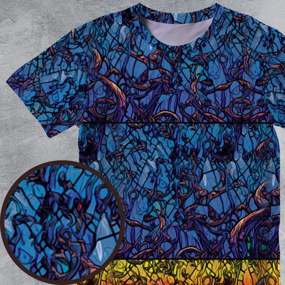 Stained Glass Cthulhu H.P Lovecraft All-Over Print Unisex T-Shirt - 4