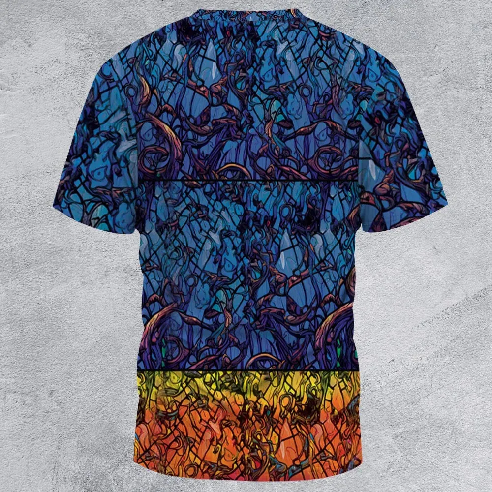 Stained Glass Cthulhu H.P Lovecraft All-Over Print Unisex T-Shirt - 3