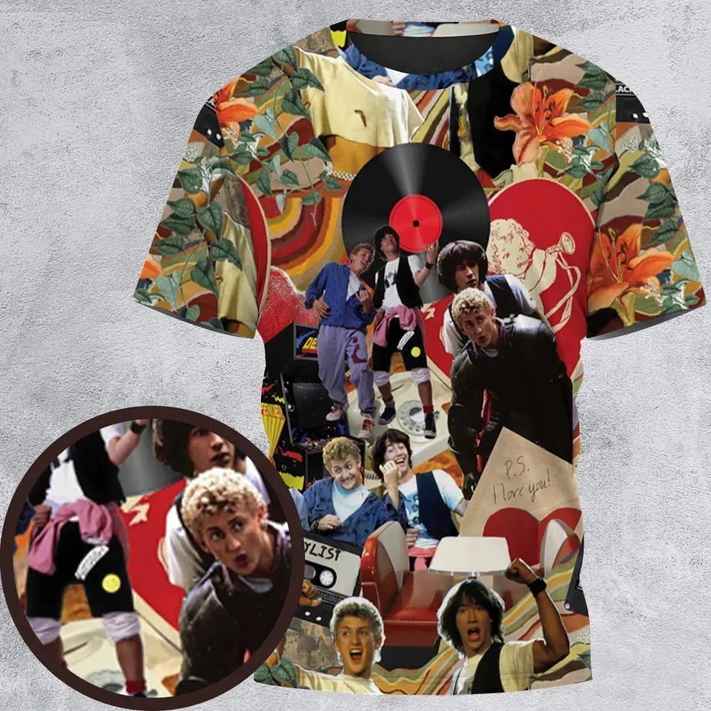 Vintage Collage Bill and Ted All-Over Print Unisex T-Shirt - 2