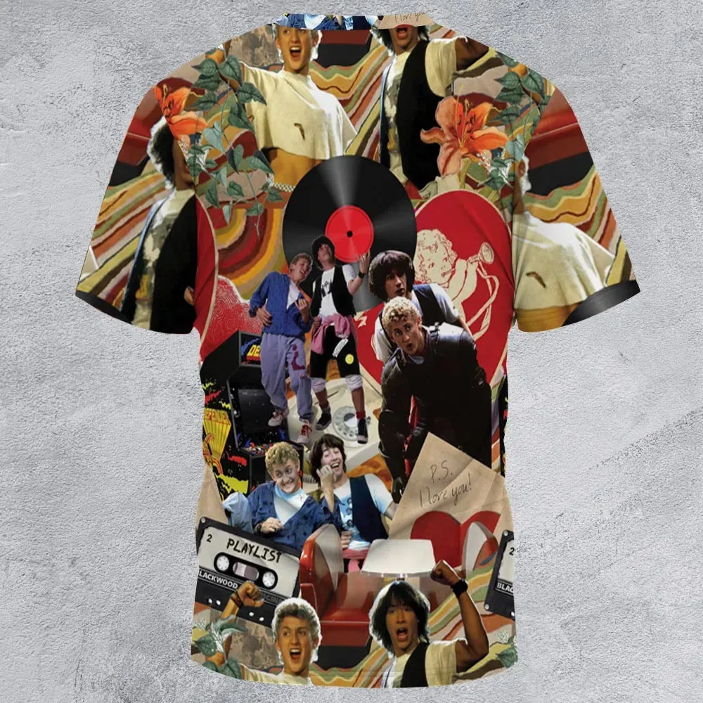 Vintage Collage Bill and Ted All-Over Print Unisex T-Shirt - 3