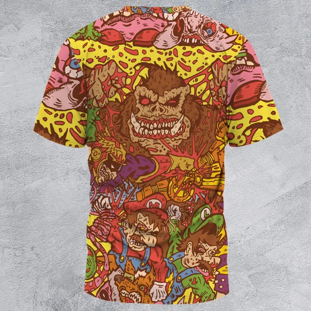 Nitendo Characters in Creepy Style All-Over Print Unisex T-Shirt - 2