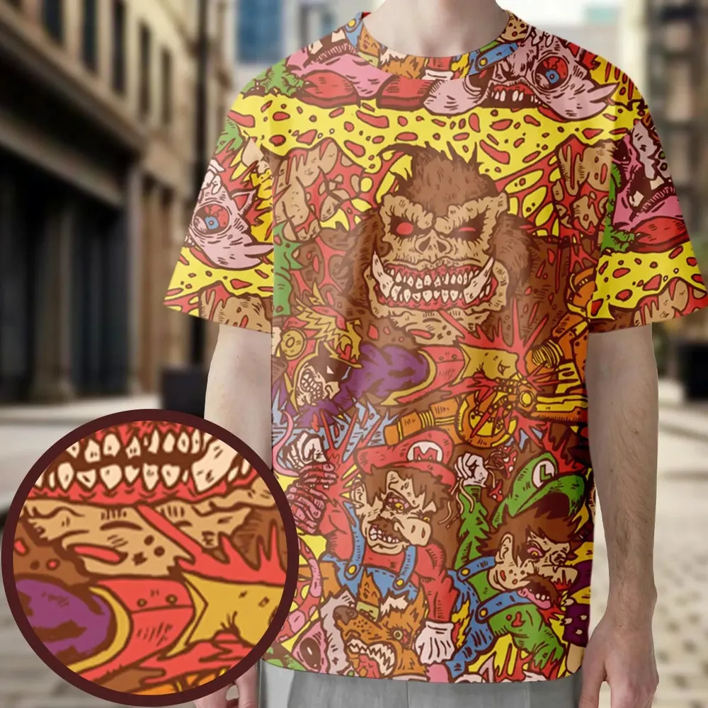 Nitendo Characters in Creepy Style All-Over Print Unisex T-Shirt - 3