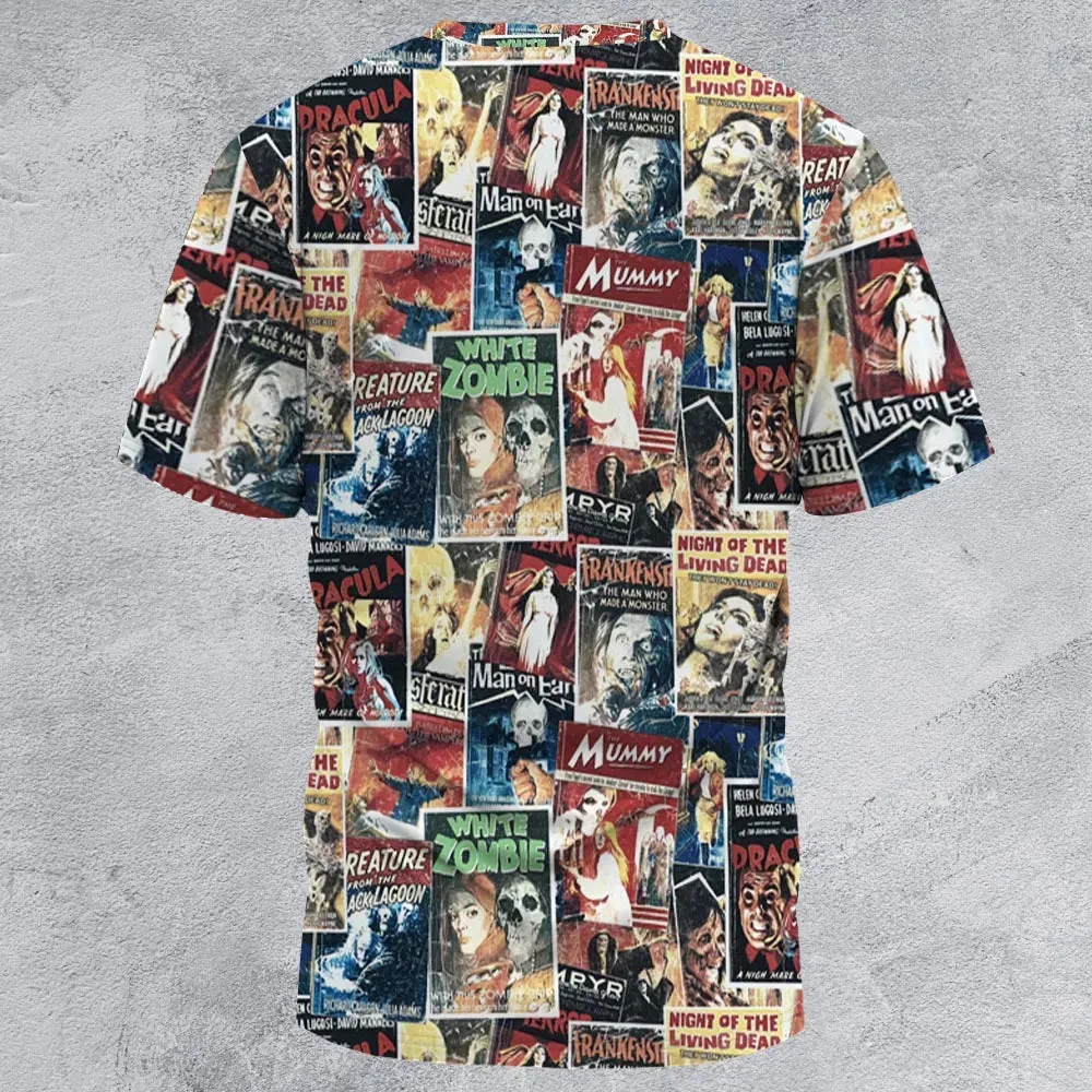 Pioneering '50s Classics Monster Hammer Horror Films All-Over Print Unisex T-Shirt - 2
