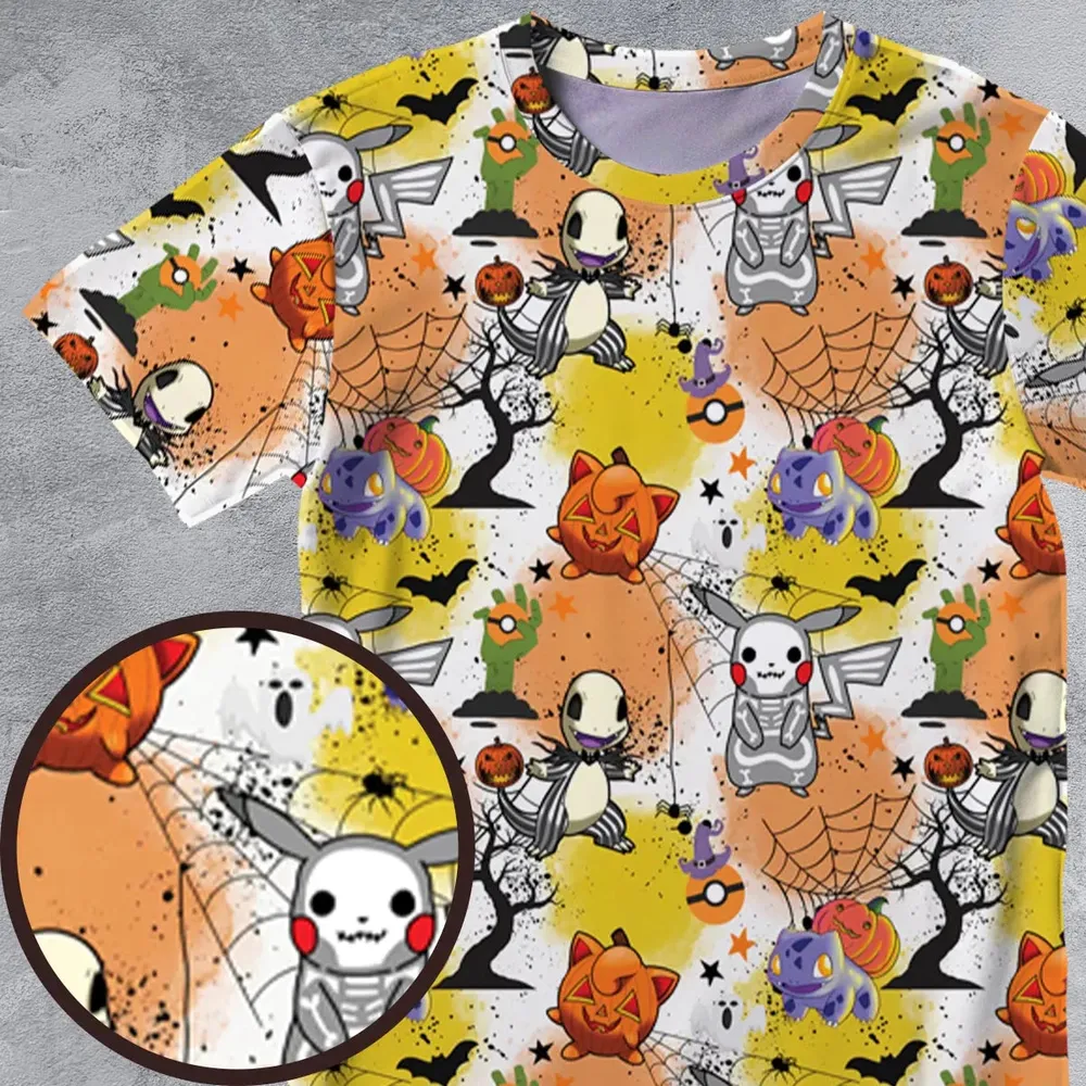 Spooky Costume Pikachu Charmander Jigglypuff Bulbasaur Pokemon All-Over Print Unisex T-Shirt - 4