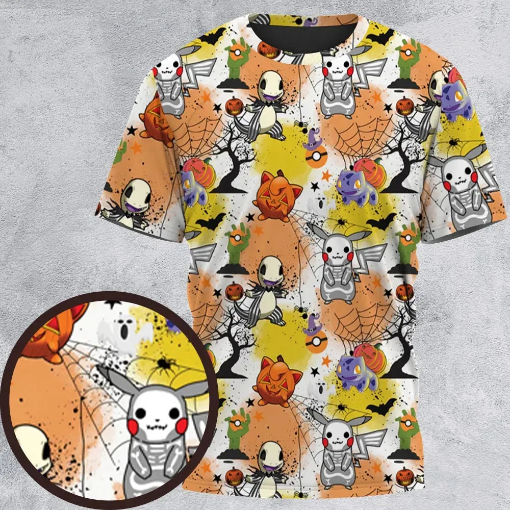 Spooky Costume Pikachu Charmander Jigglypuff Bulbasaur Pokemon All-Over Print Unisex T-Shirt - 2