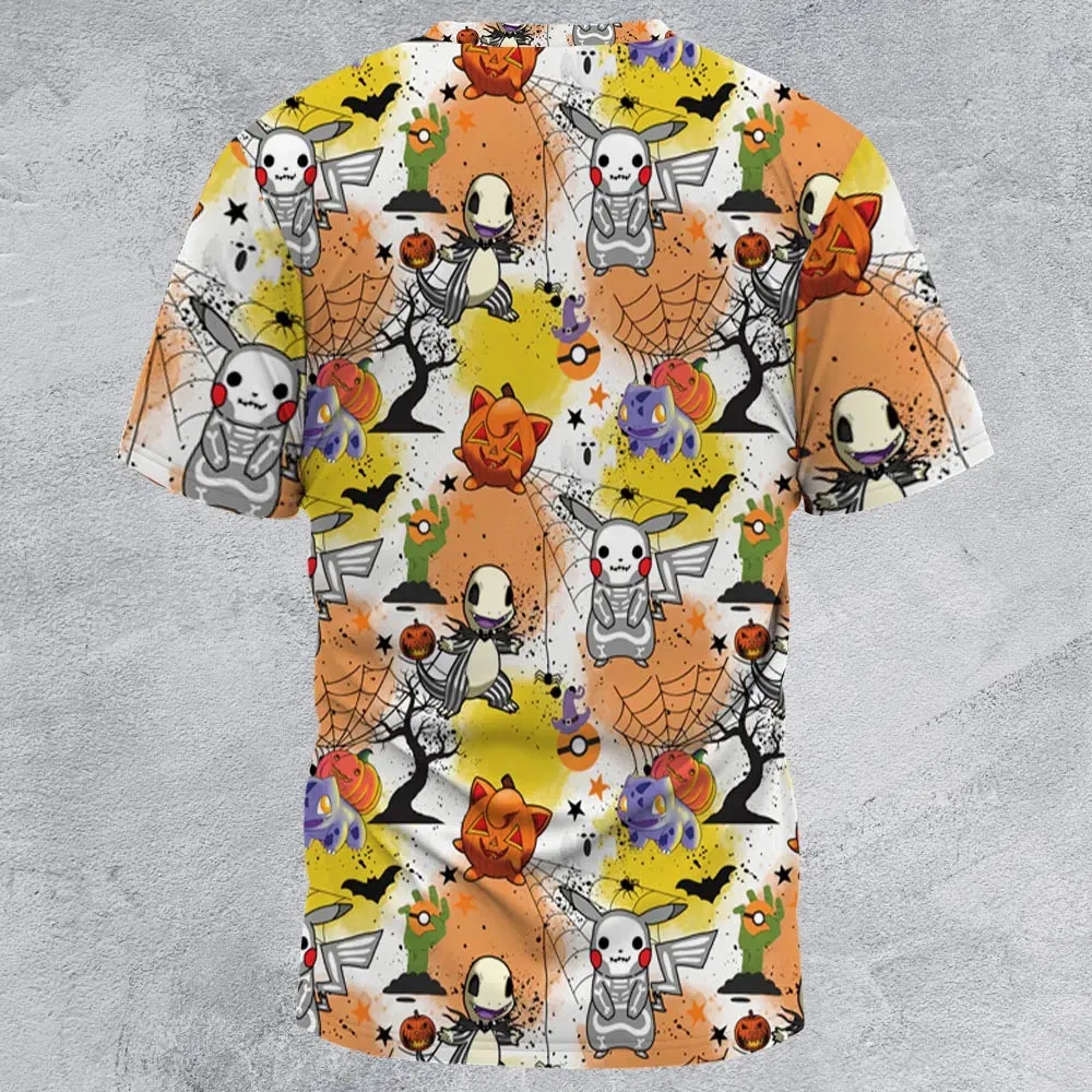 Spooky Costume Pikachu Charmander Jigglypuff Bulbasaur Pokemon All-Over Print Unisex T-Shirt - 3