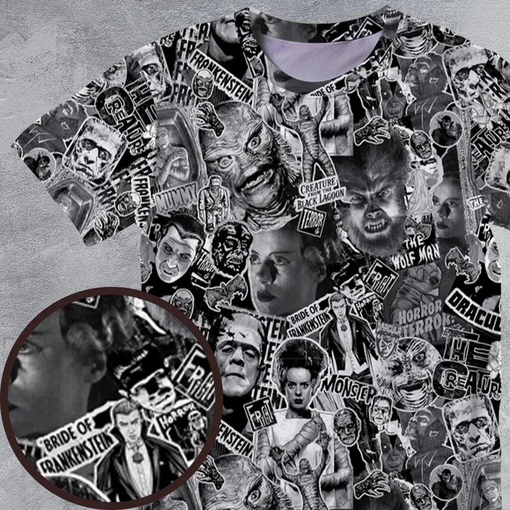 The Monsters Universal Classic Monsters All-Over Print Unisex T-Shirt - 4