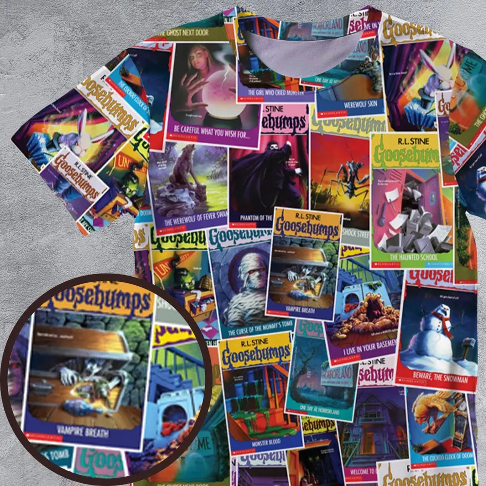 Goosebumps Monster Collage Pattern All-Over Print Unisex T-Shirt - 4