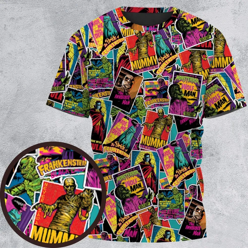 Multi Monster Pop Badges All-Over Print Unisex T-Shirt - 2