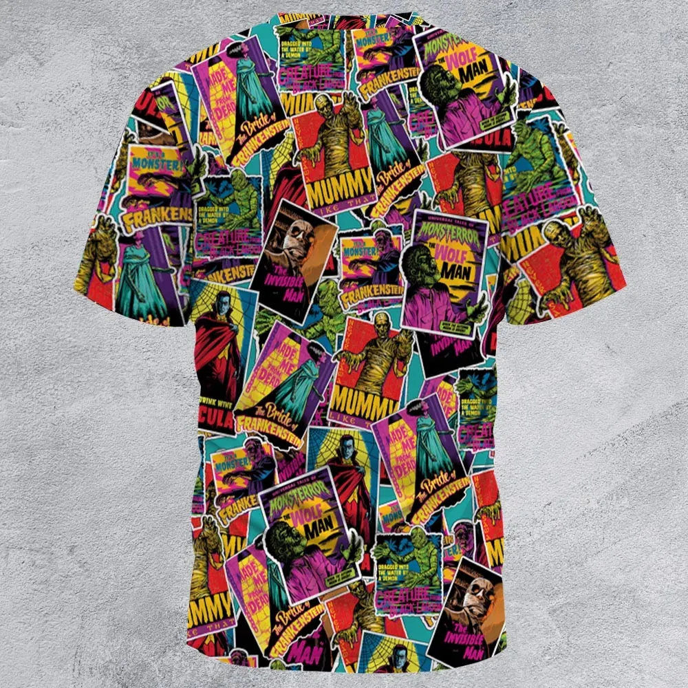 Multi Monster Pop Badges All-Over Print Unisex T-Shirt - 3