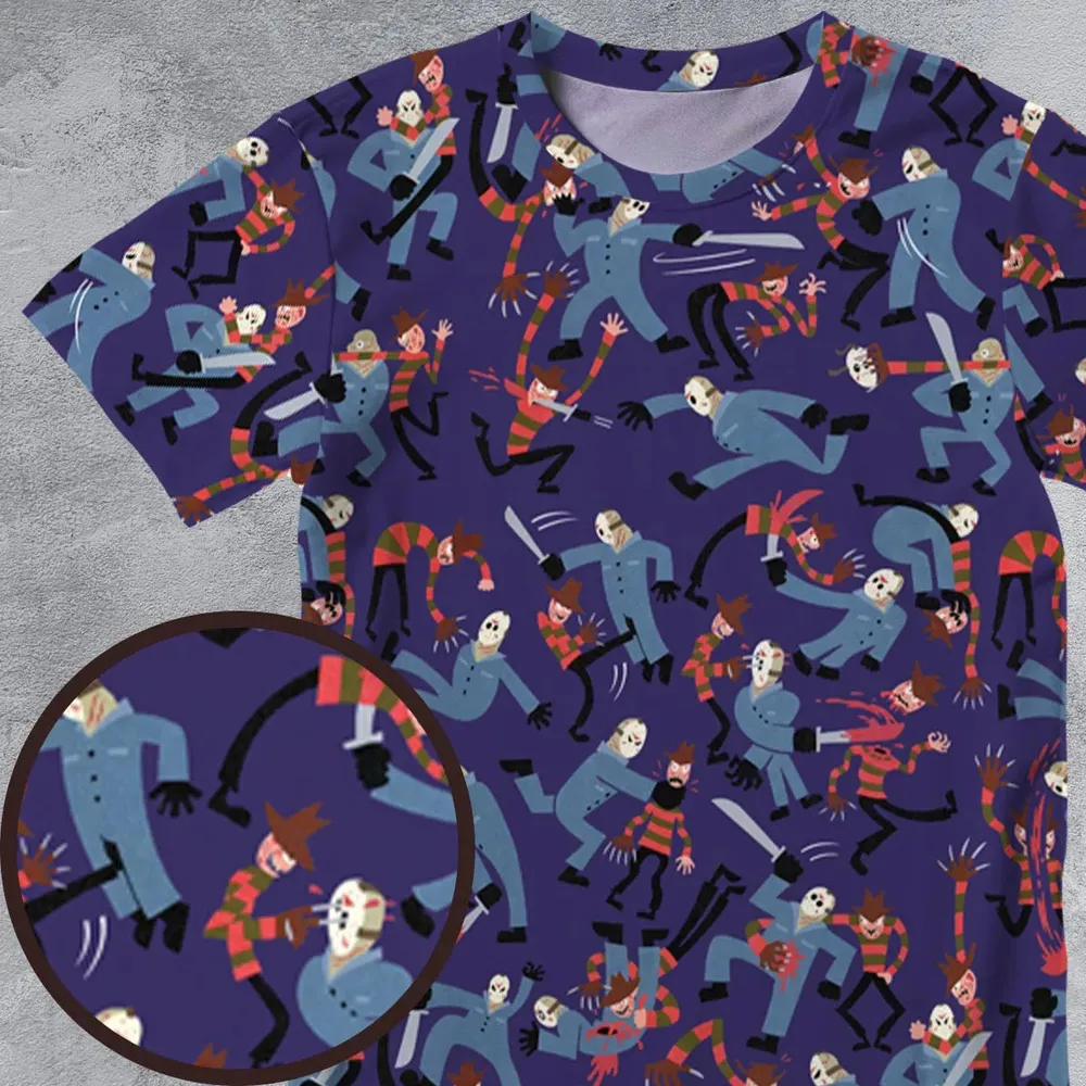 The Battle Freddy vs Jason Nightmare on Elm Street Friday the 13th All-Over Print Unisex T-Shirt - 4