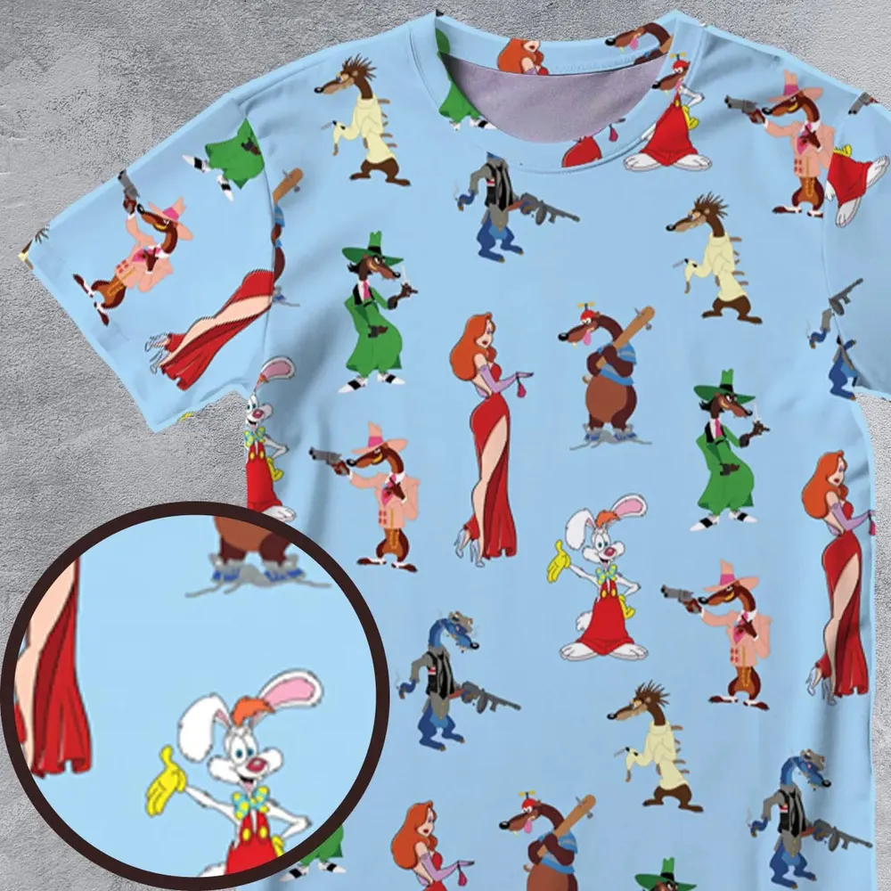Roger Rabbit Jessica Rabbit The Weasels Who Framed Roger Rabbit Pocket All-Over Print Unisex T-Shirt - 4
