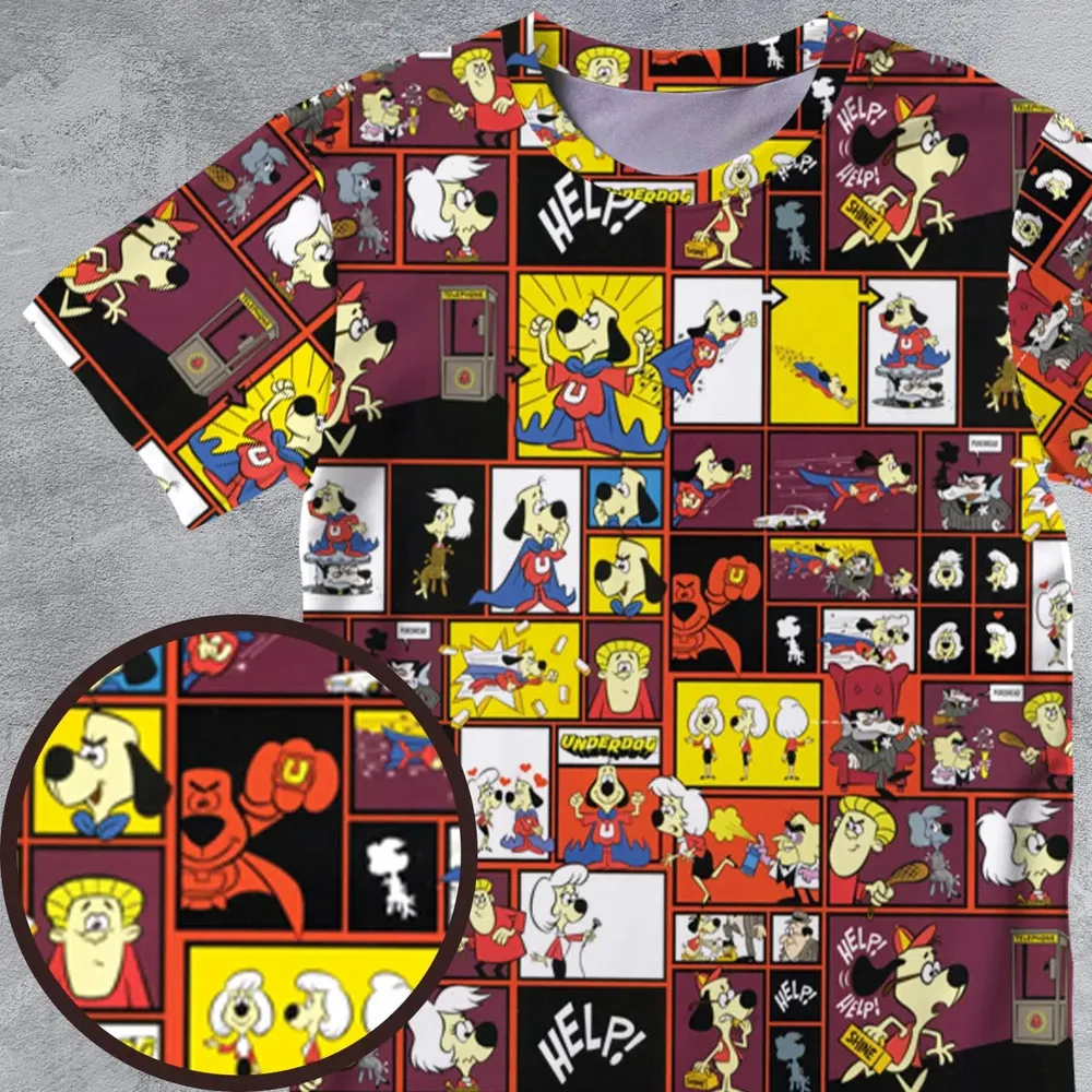 Underdog Cartoon Pattern All-Over Print Unisex T-Shirt - 4