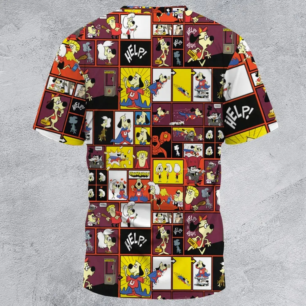 Underdog Cartoon Pattern All-Over Print Unisex T-Shirt - 3