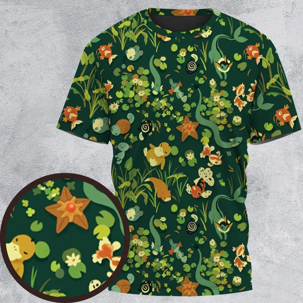 Floating In A Pond Magikarp Psyduck Vaporeon Water Pokemon All-Over Print Unisex T-Shirt - 2