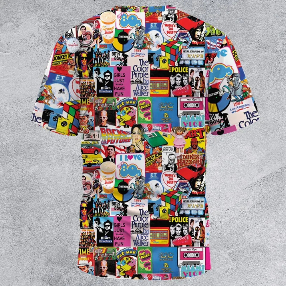 I heart 80s Collage Mr. T Back To the Future Pac-man All-Over Print Unisex T-Shirt - 3