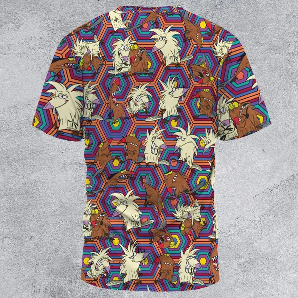 The Angry Beavers Pattern All-Over Print Unisex T-Shirt - 3