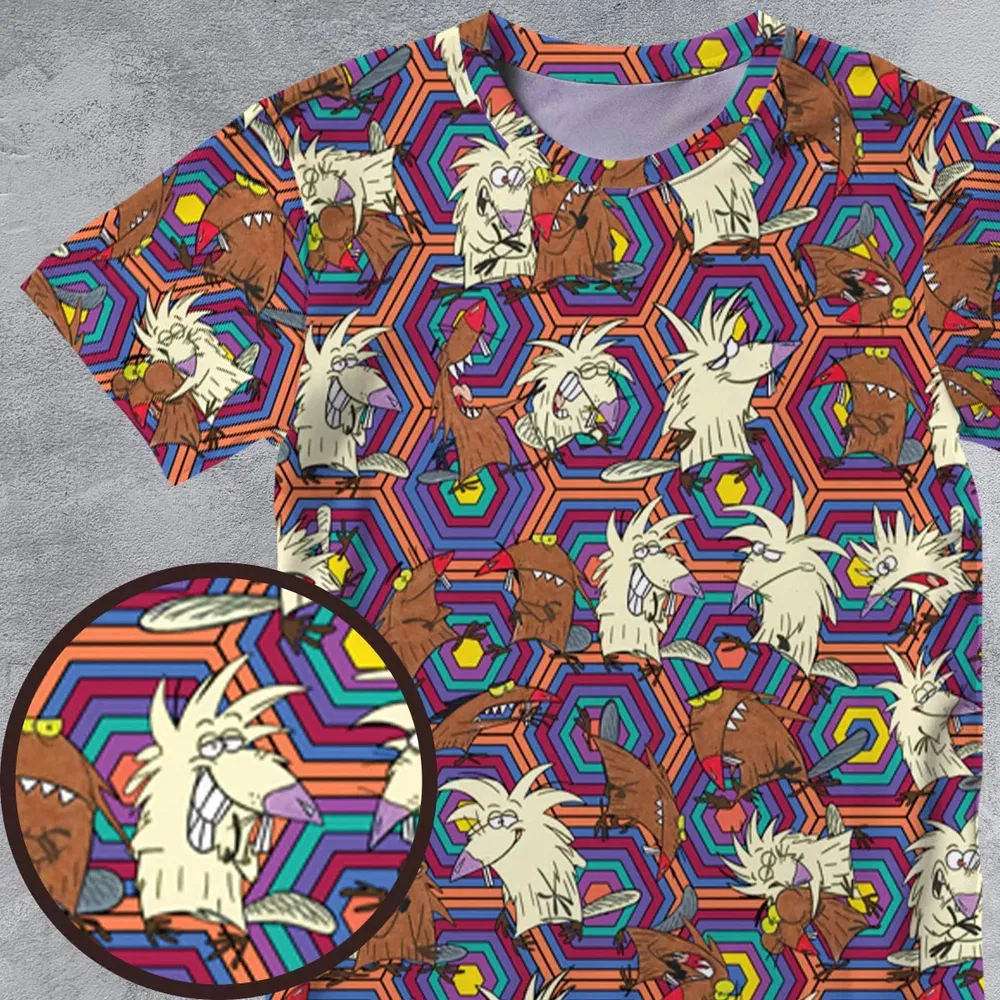 The Angry Beavers Pattern All-Over Print Unisex T-Shirt - 4