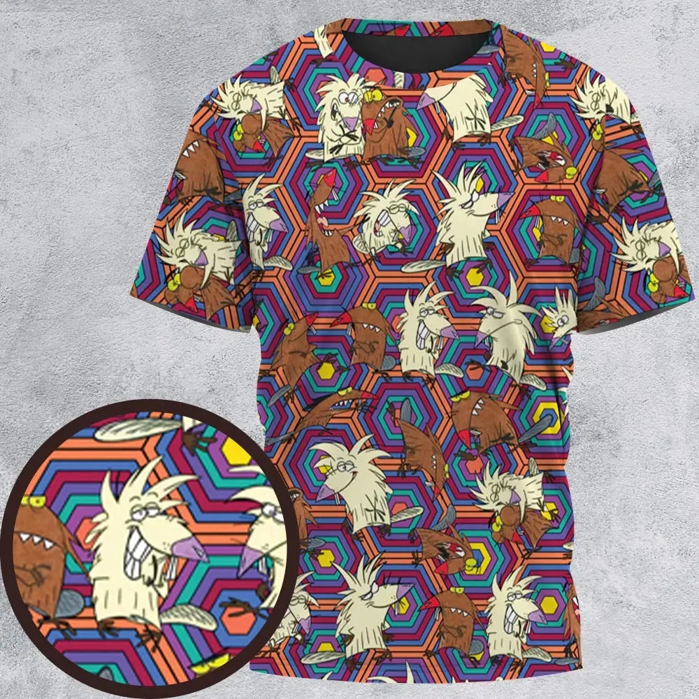 The Angry Beavers Pattern All-Over Print Unisex T-Shirt - 2