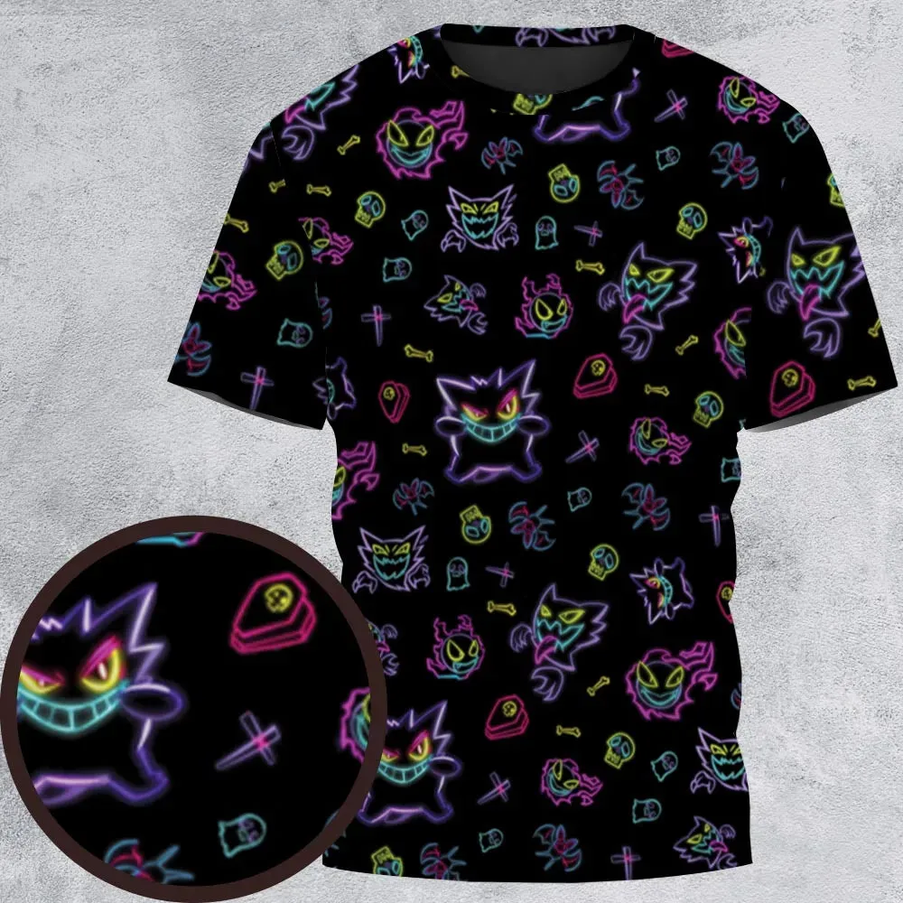 Neon Gastly Haunter Gengar Pokemon All-Over Print Unisex T-Shirt - 2