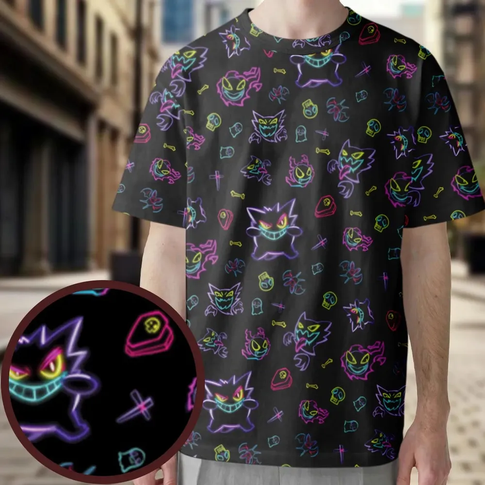 Neon Gastly Haunter Gengar Pokemon All-Over Print Unisex T-Shirt - 4