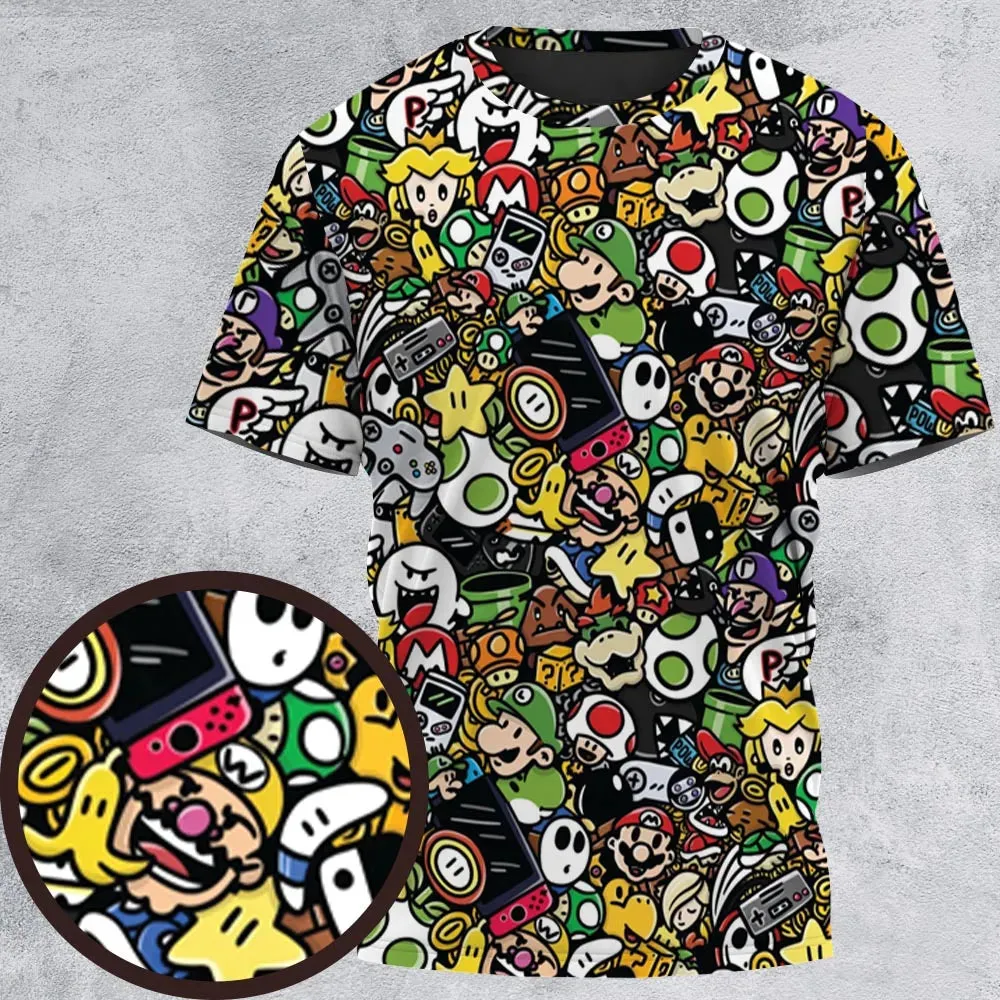 Super Mario Characters All In One Pattern All-Over Print Unisex T-Shirt - 2
