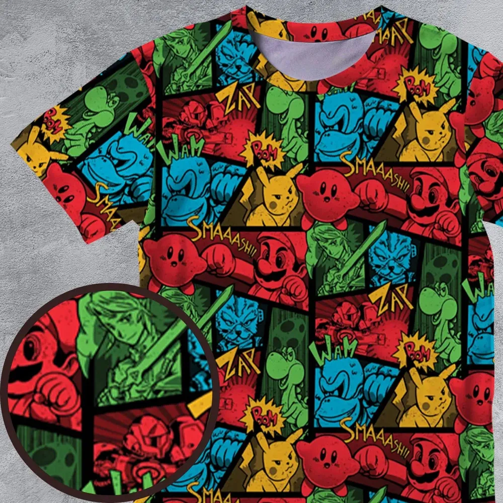 Super Smash Bros Pattern All-Over Print Unisex T-Shirt - 4