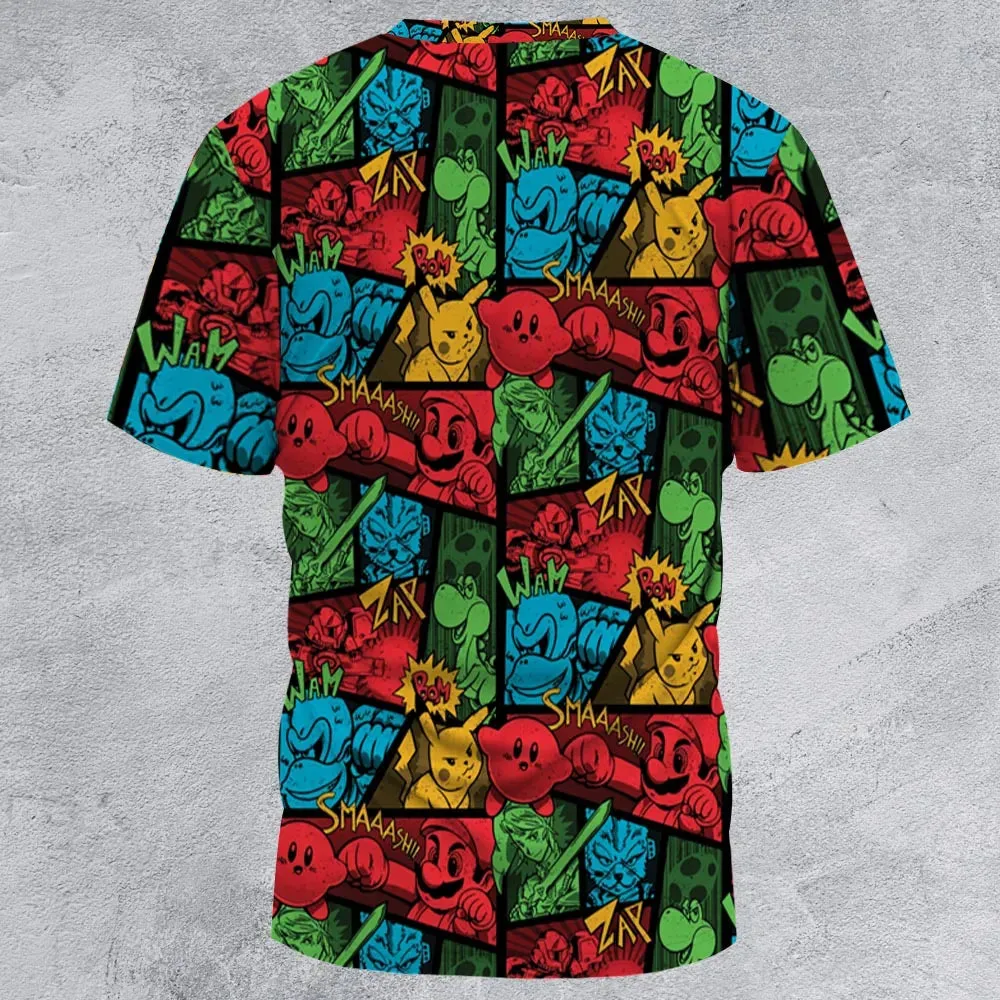 Super Smash Bros Pattern All-Over Print Unisex T-Shirt - 2