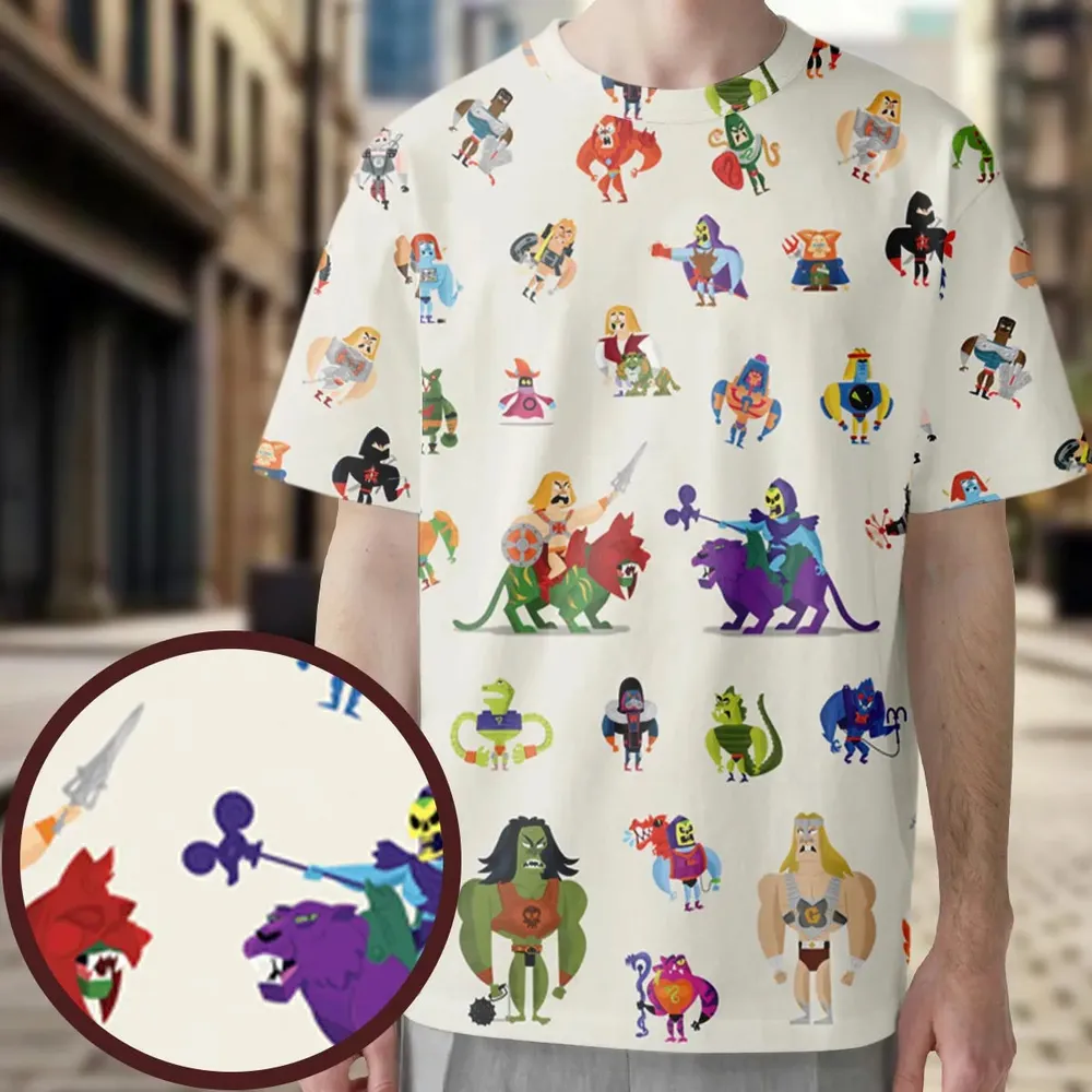 He-Man & Masters Of The Universe Characters Pattern All-Over Print Unisex T-Shirt - 3
