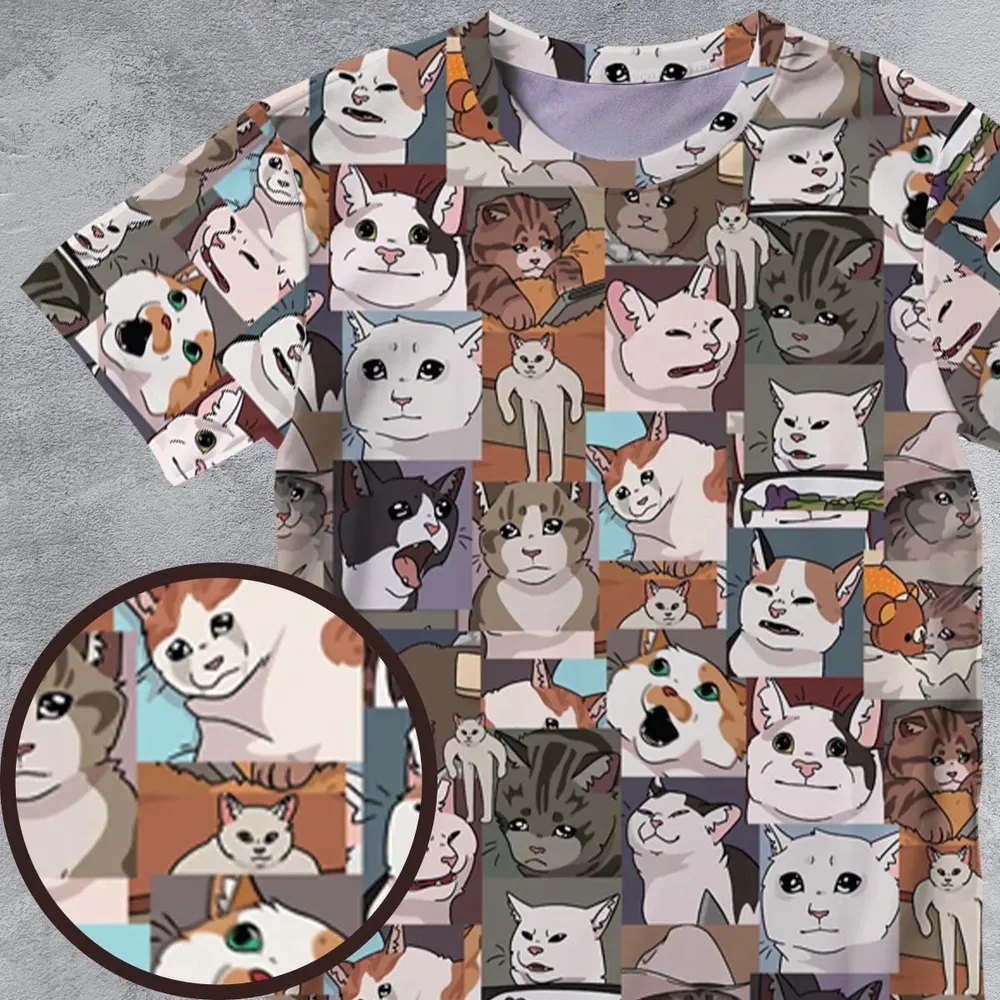 Funny Cat Internet Meme All-Over Print Unisex T-Shirt - 4
