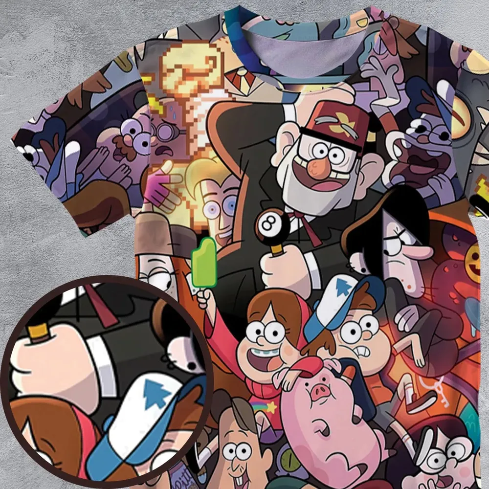 Gravity Falls Characters Pattern All-Over Print Unisex T-Shirt - 4