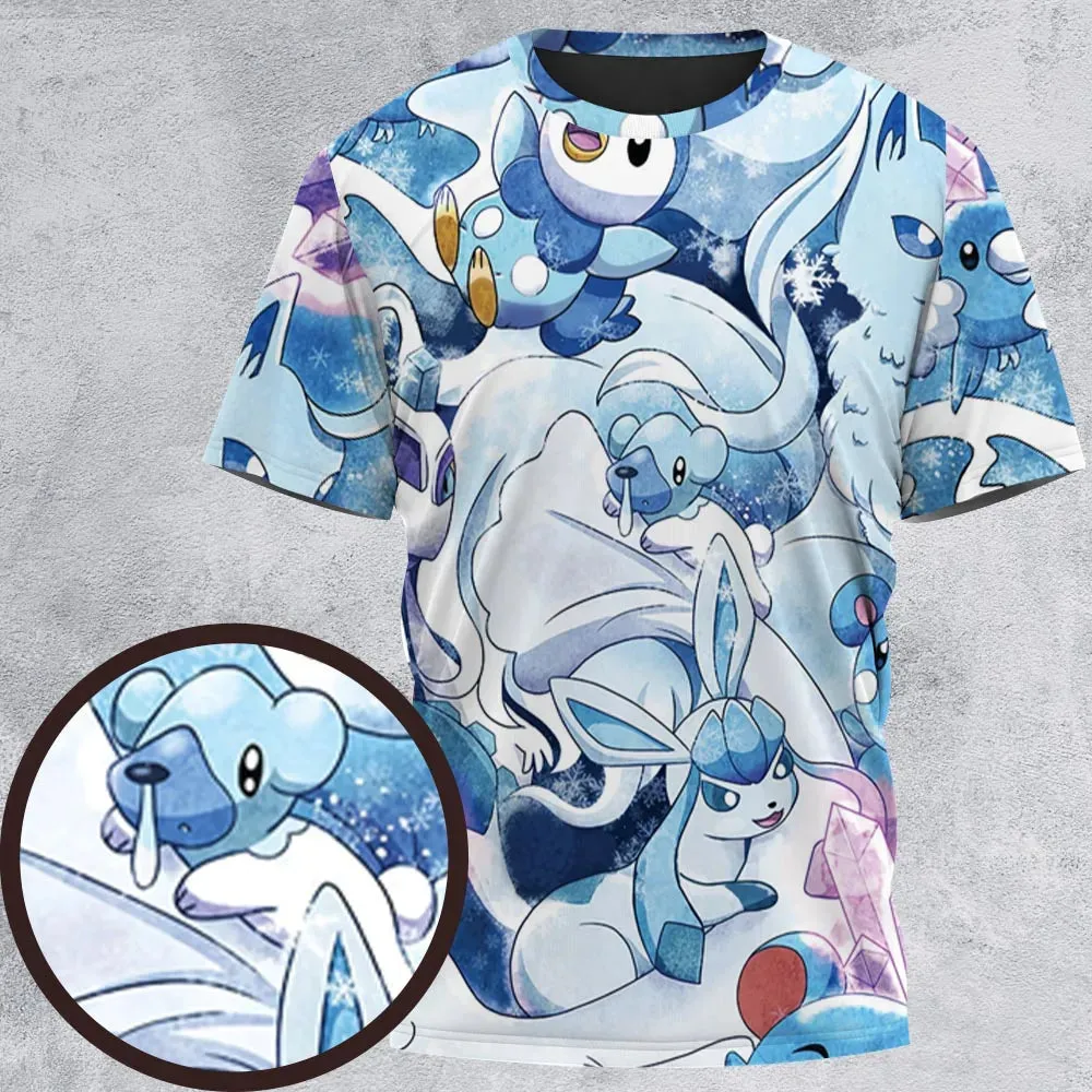 Winter Friends Pokemon Pattern All-Over Print Unisex T-Shirt - 2